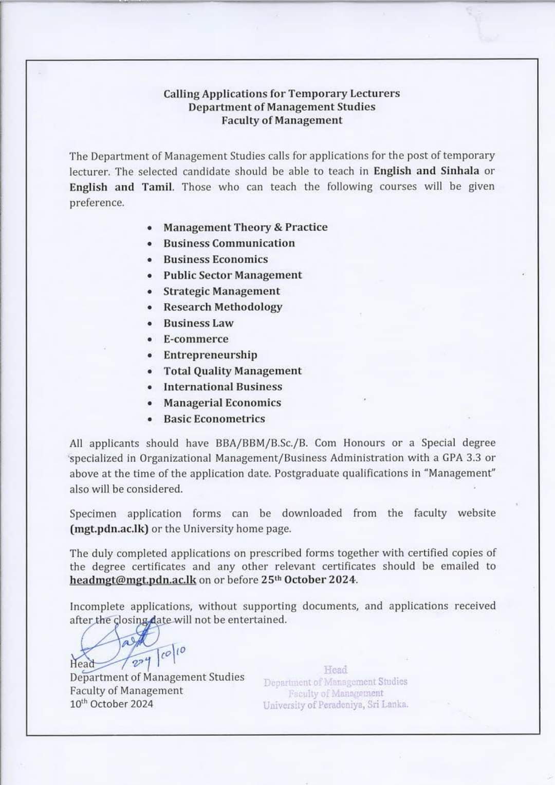 Lecturer Jobseeker.lk