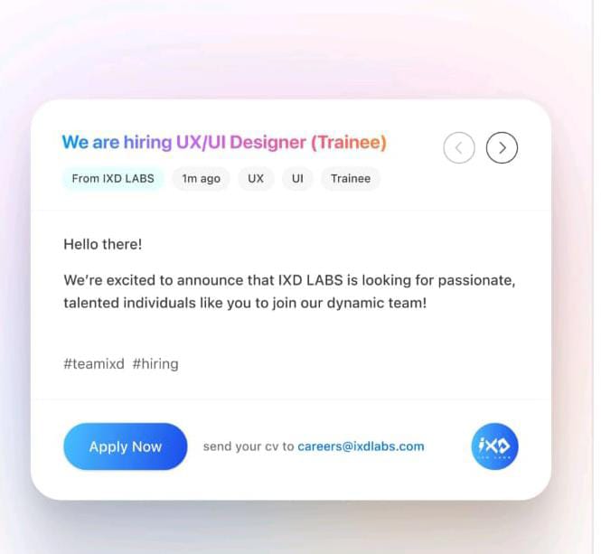 Trainee Associate UI / UX Designer