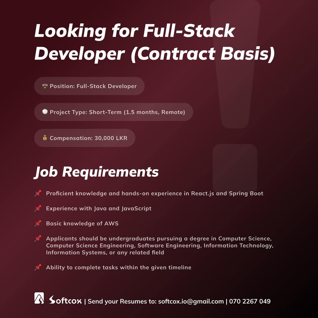 Full stack developer remote - Jobseeker.lk