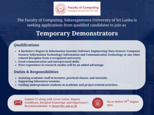 2025_Applications Invited for Temporary Demonstrator Positions