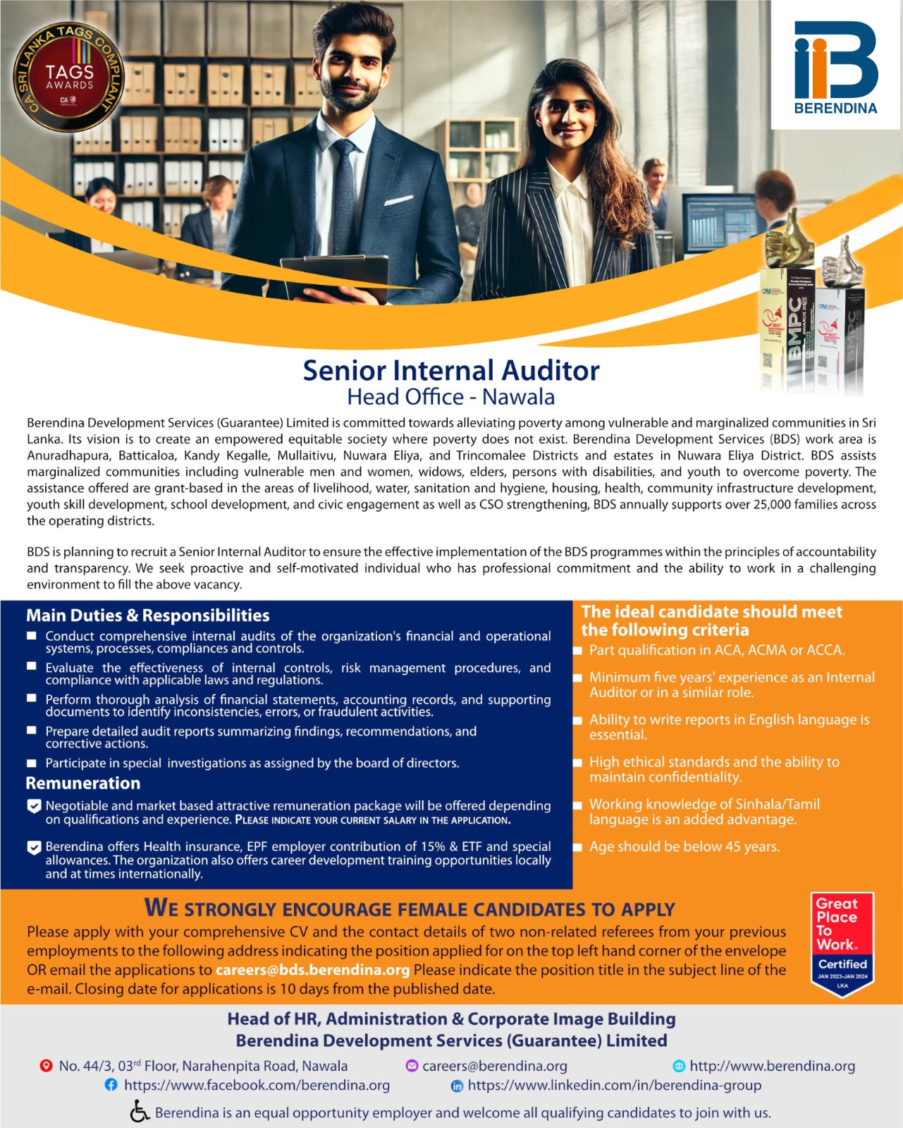 Senior Internal Auditor - Jobseeker.lk