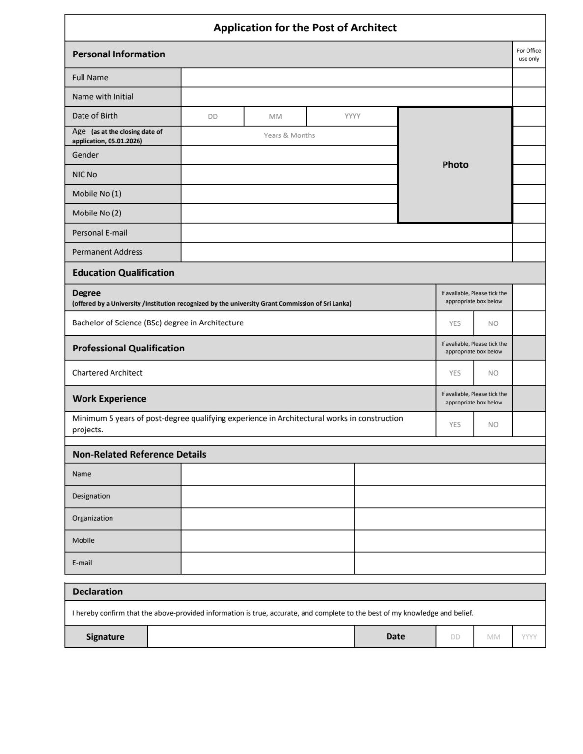 Architect Jobseeker Lk