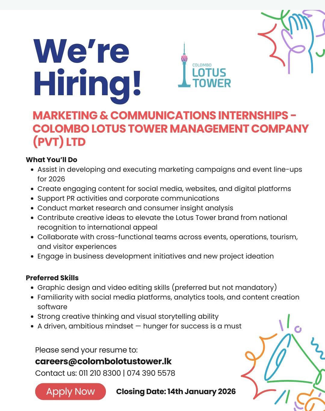 Marketing Communications Internship Jobseeker Lk