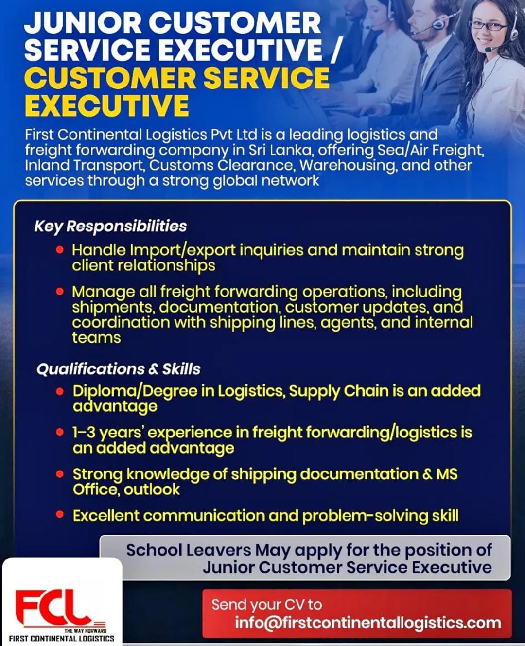 Service Type Exec Junior Customer Service Executive/ Custom made Service Executive ...