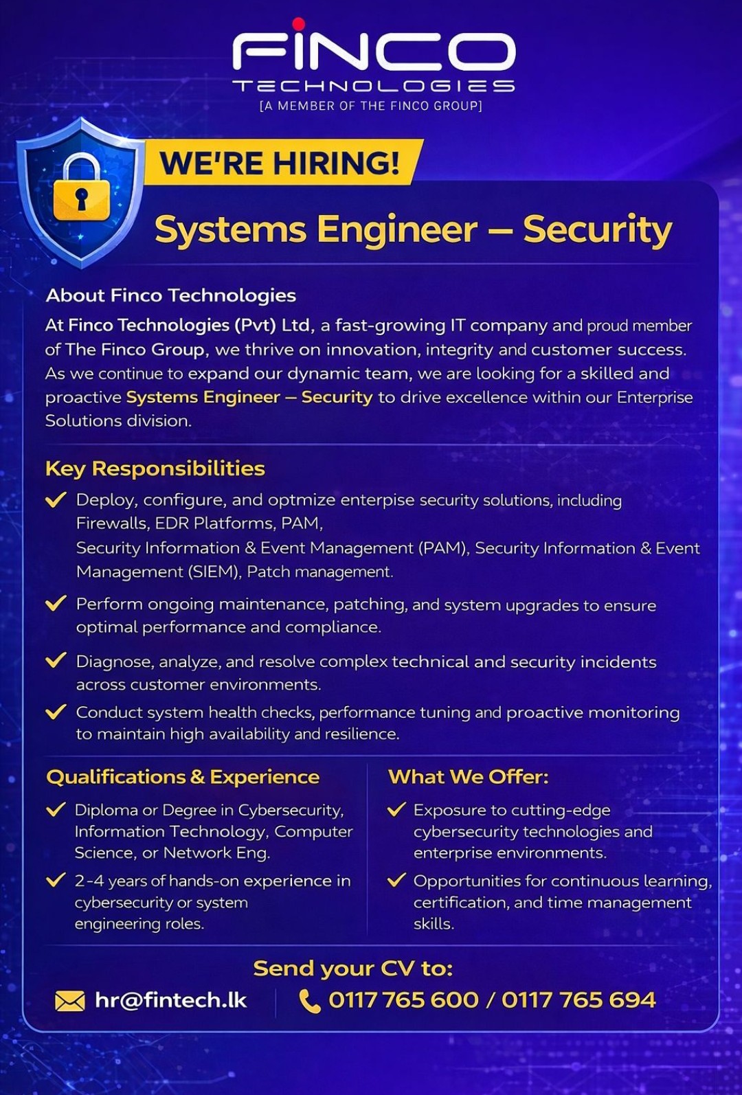 Systems Engineer - Security - Jobseeker.lk