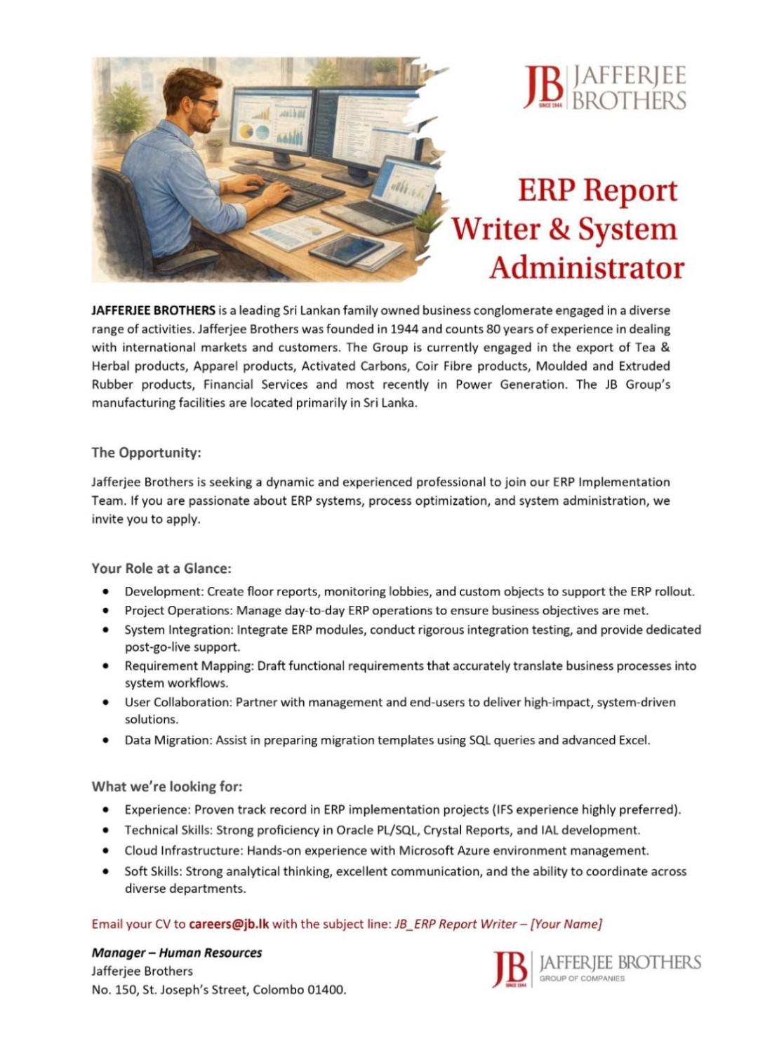 ERP Report Writer & System Administrator - Jobseeker.lk